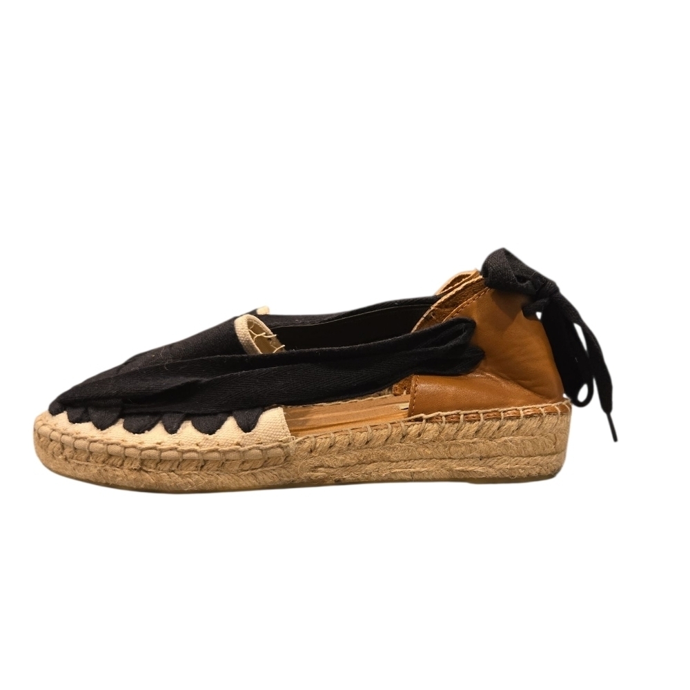 CORINA SLIP-ON STRAPPY TIE- BACK ESPADRILLES. SIZE EU 37.